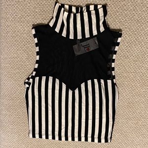 NWT Black & White Striped Sleeveless Crop Top